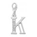 Handmade Personalised Letter K Clip On Charm with Rhinestones